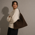 MARA, suede-effect shoulder bag, front view