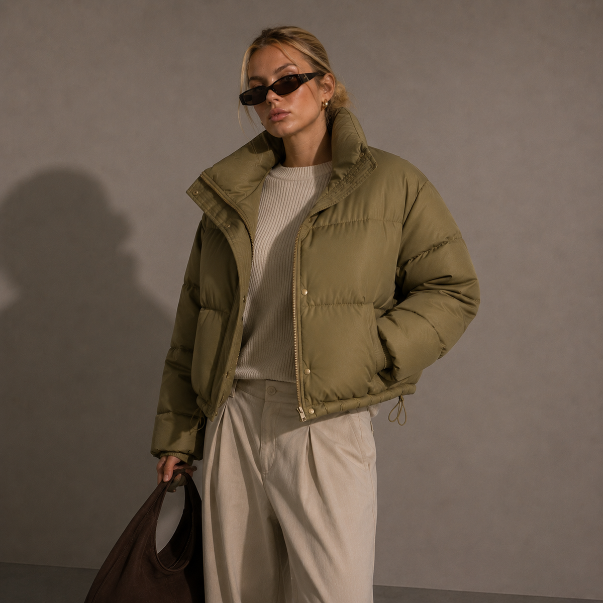 NOVA puffer jacket, brown colourway