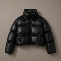SORA, women's cropped puffer jacket, front view