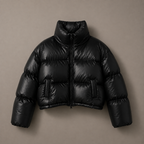 SORA, women's cropped puffer jacket, front view