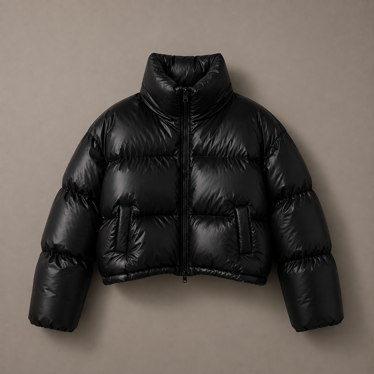 SORA, women's cropped puffer jacket, front view
