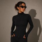 NIRA, women's fitted zip-up jacket, front view