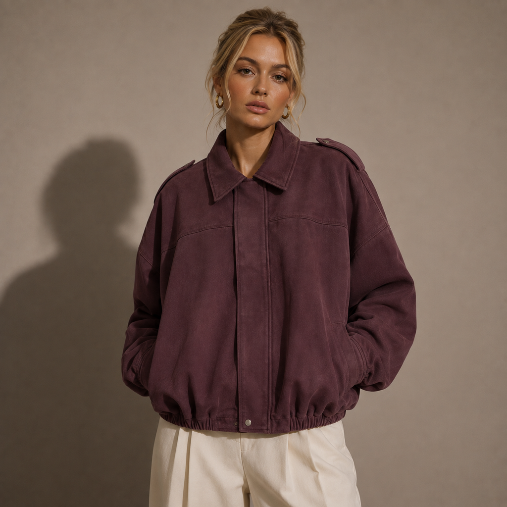 KIRA suede-effect jacket, army green colourway
