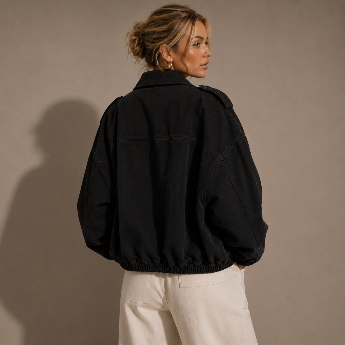 KIRA oversized suede-effect jacket, side view