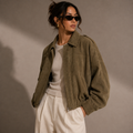 KIRA, women's oversized suede-effect jacket, front view