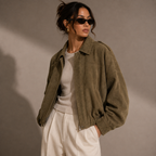 KIRA, women's oversized suede-effect jacket, front view