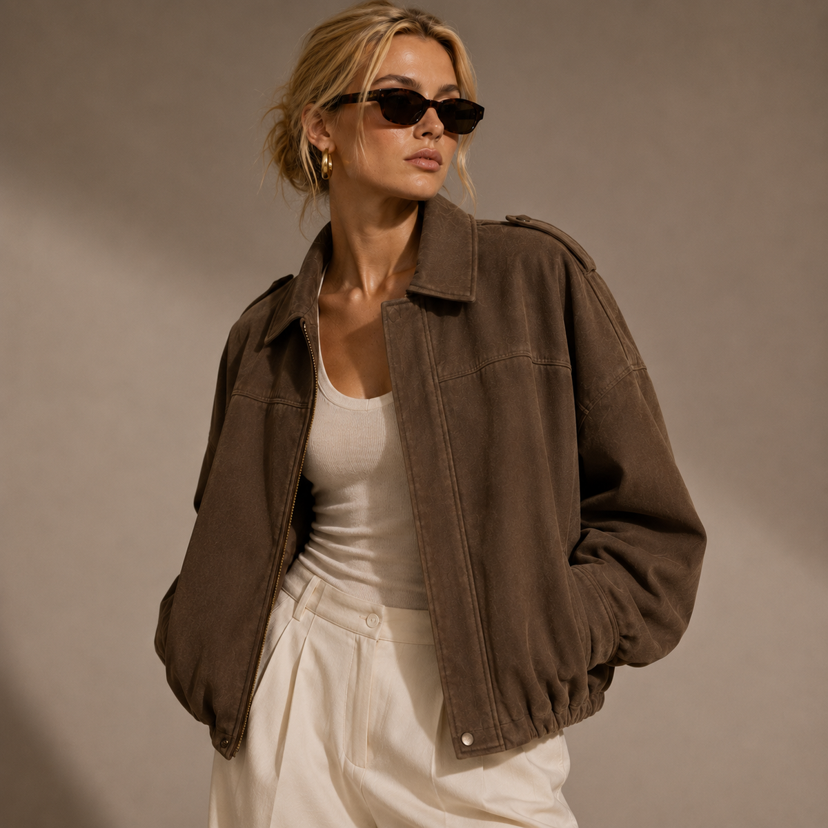 KIRA suede-effect jacket, burgundy colourway