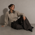 LÉONI, women's cropped knit zip jacket, front view