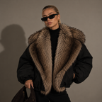ELARA fur trim jacket, styled look