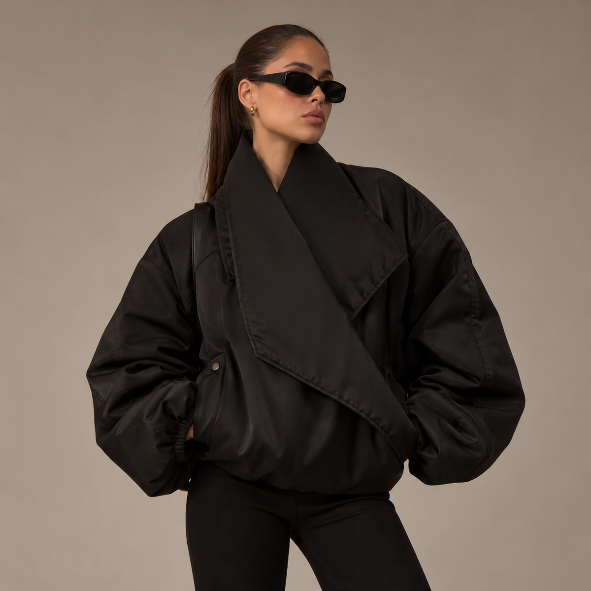 KAIA — Women's Oversized Stand Collar Jacket