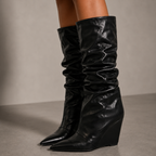 NYX wedge boots, side view