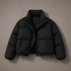 NOVA cropped puffer jacket, detail of stand collar
