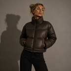 SORA cropped puffer jacket, side view