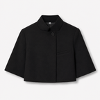ELYN, women's black cropped stand-collar jacket, detail view
